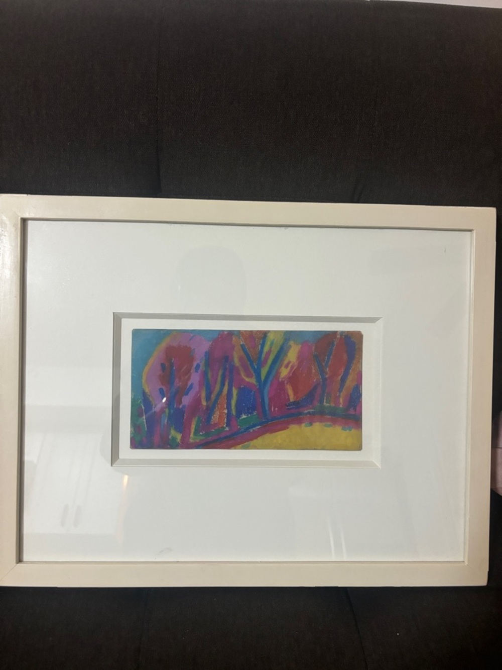 Framed Abstract Tree Pastel Art - Pink & Blue